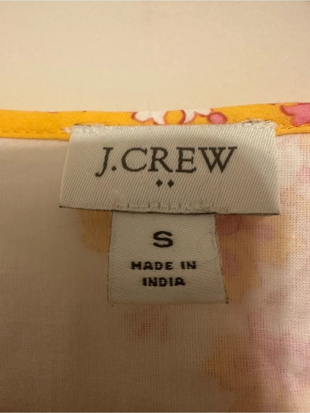 J. Crew White Mini Belted Dress with Yellow and Pink Floral Print Sz Small
